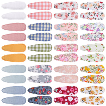 Choicbaby 40 Pcs Toddler Hair Clips Floral Print Girl Hair Clips For Girls Non Slip Wrapped Snap Hairpins For Kids Barrettes Hai