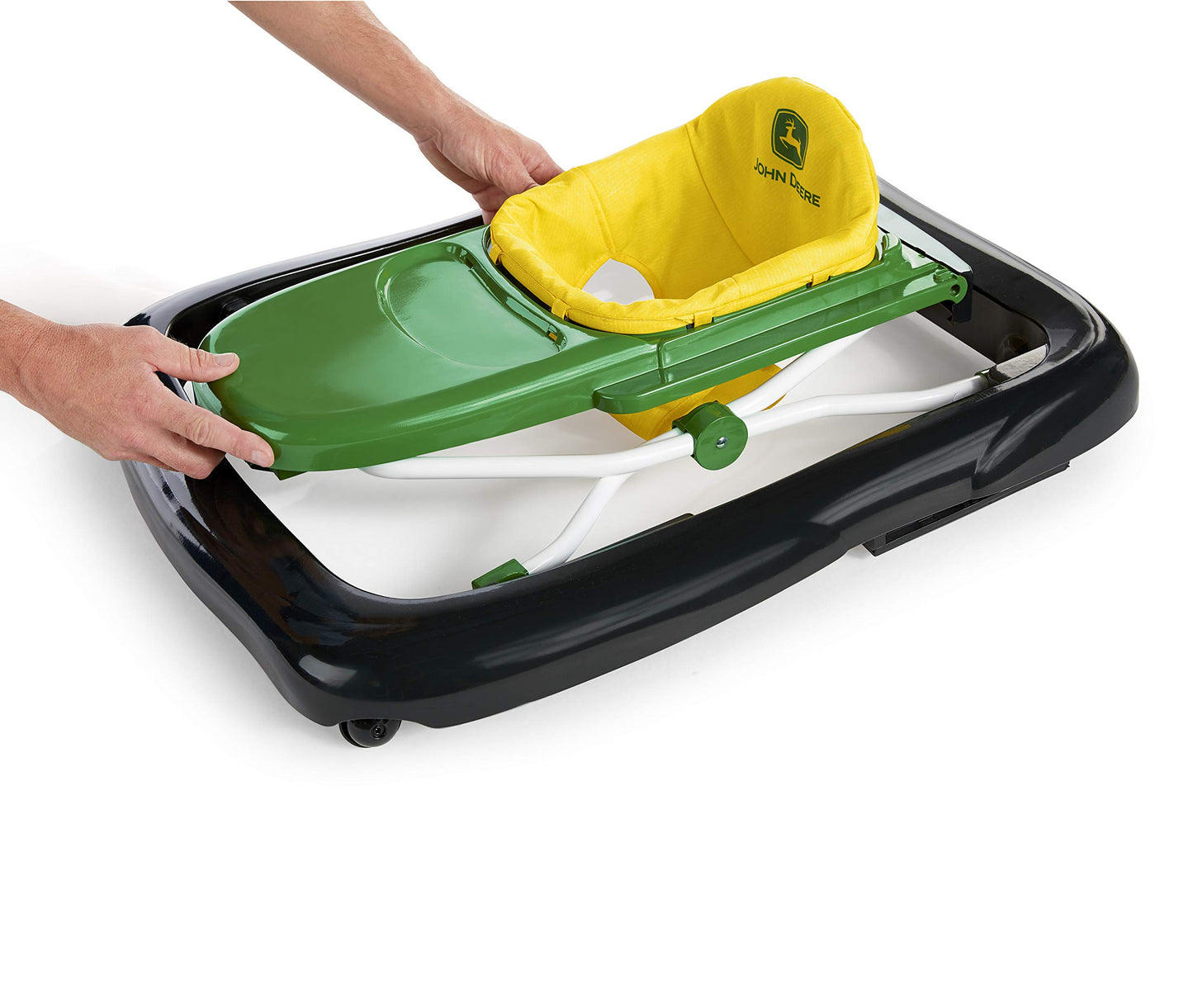 Bright Starts John Deere 4-in-1 Gator Green Baby Activity Center & Push Walker with Removable Interactive Steering Wheel Toy, 6