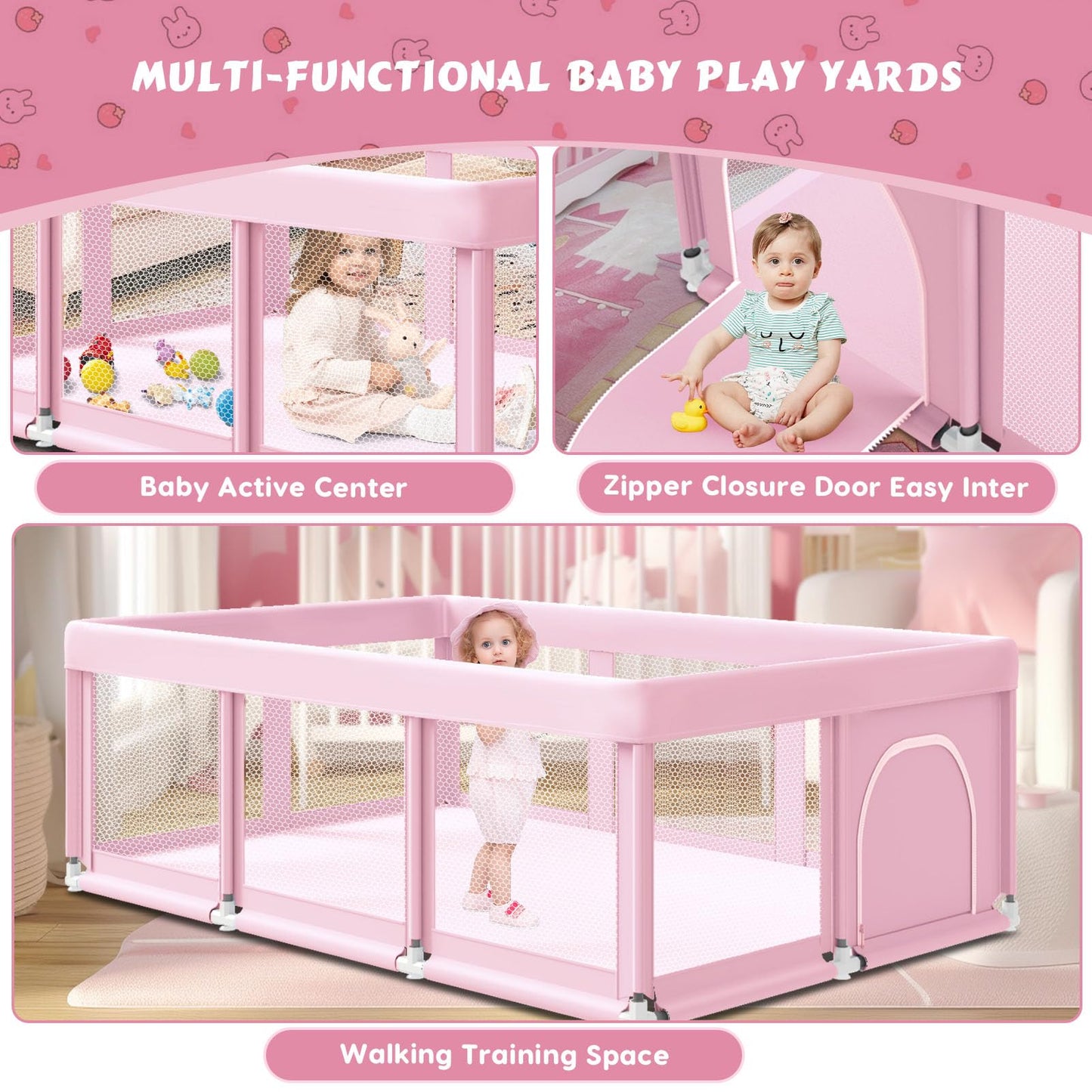 Fshibila 74'   50' Large Baby Playpen, Baby Playard For Babies And Toddlers, Baby Fence Play Pens For Indoor & Outdoor, Sturdy