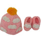 Newborn Cozy Warm Baby Sweater Set -Hand Made Baby Crochet Outfit -Pink/Blue Knit Cardigan With Booties & Hat Gift Set (6-12 Mon