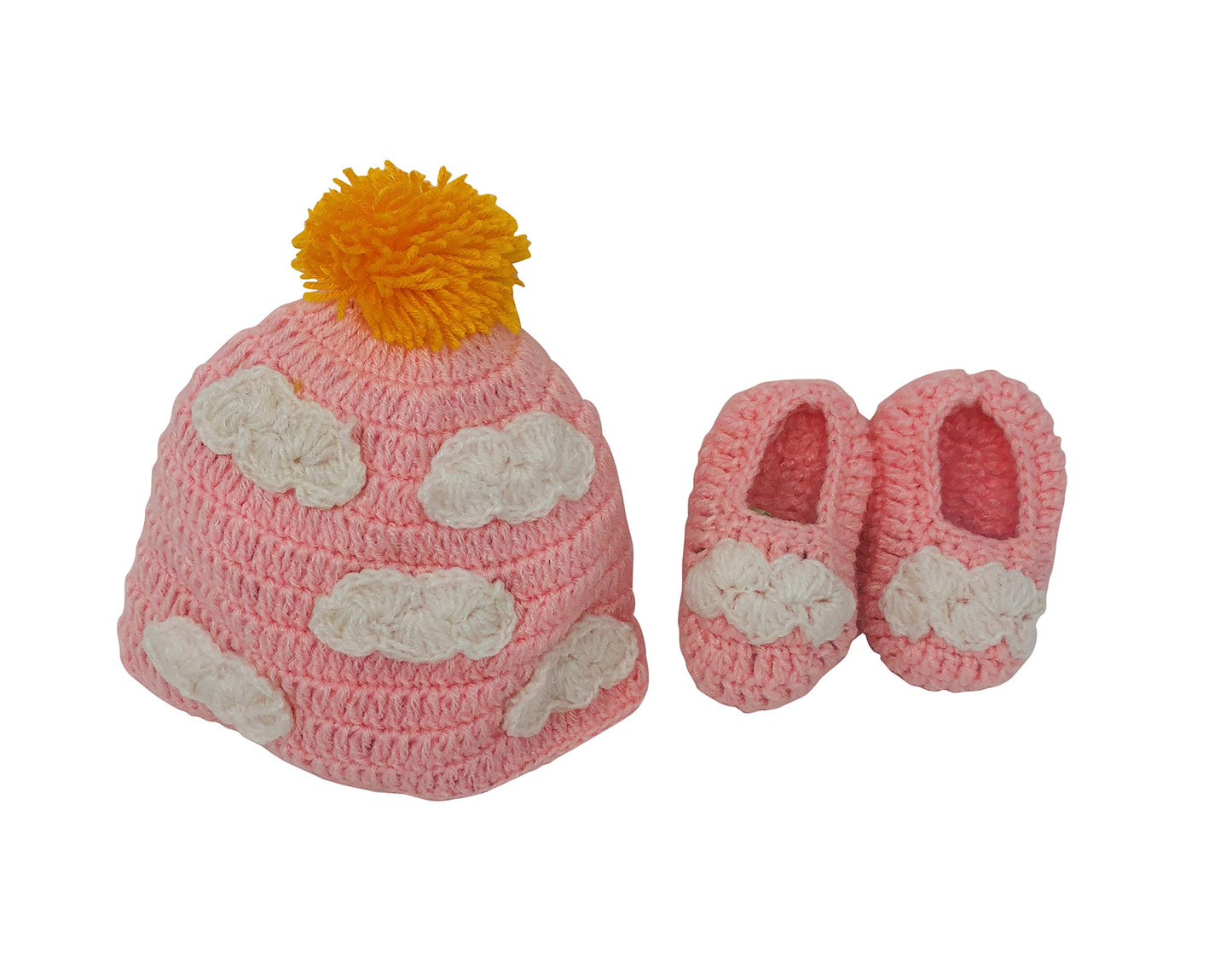 Newborn Cozy Warm Baby Sweater Set -Hand Made Baby Crochet Outfit -Pink/Blue Knit Cardigan With Booties & Hat Gift Set (6-12 Mon