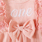 Aslaylme Baby Girl First Birthday Outfit One Year Old Birthday Clothes 1St Birthday Romper (Pink-Long,12-18 Months)