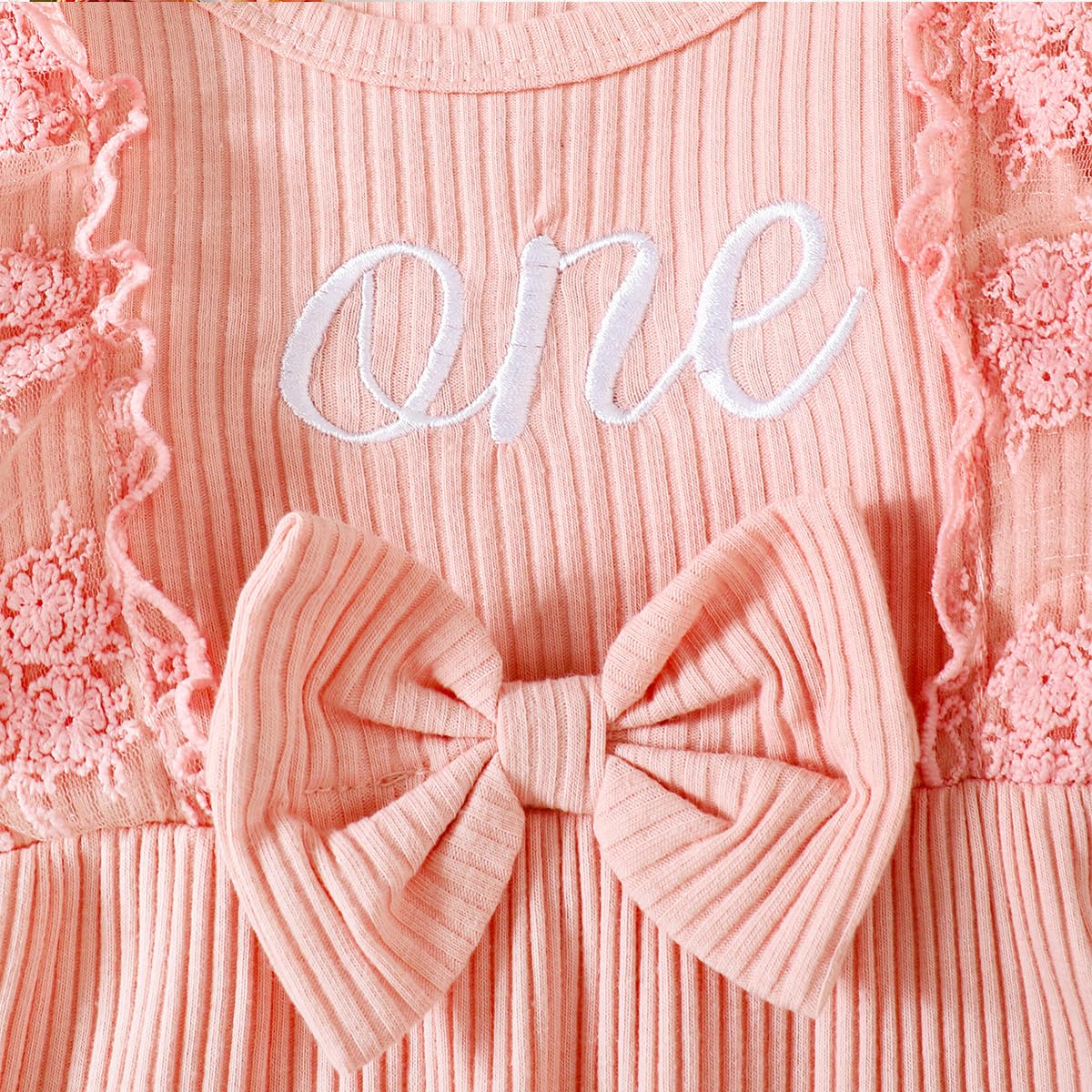 Aslaylme Baby Girl First Birthday Outfit One Year Old Birthday Clothes 1St Birthday Romper (Pink-Long,12-18 Months)
