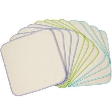 Osocozy Organic Flannel Cloth Baby Wipes - Reusable & Washable Saves Money. 100% Unbleached Organic Cotton. Colorful Stitching.
