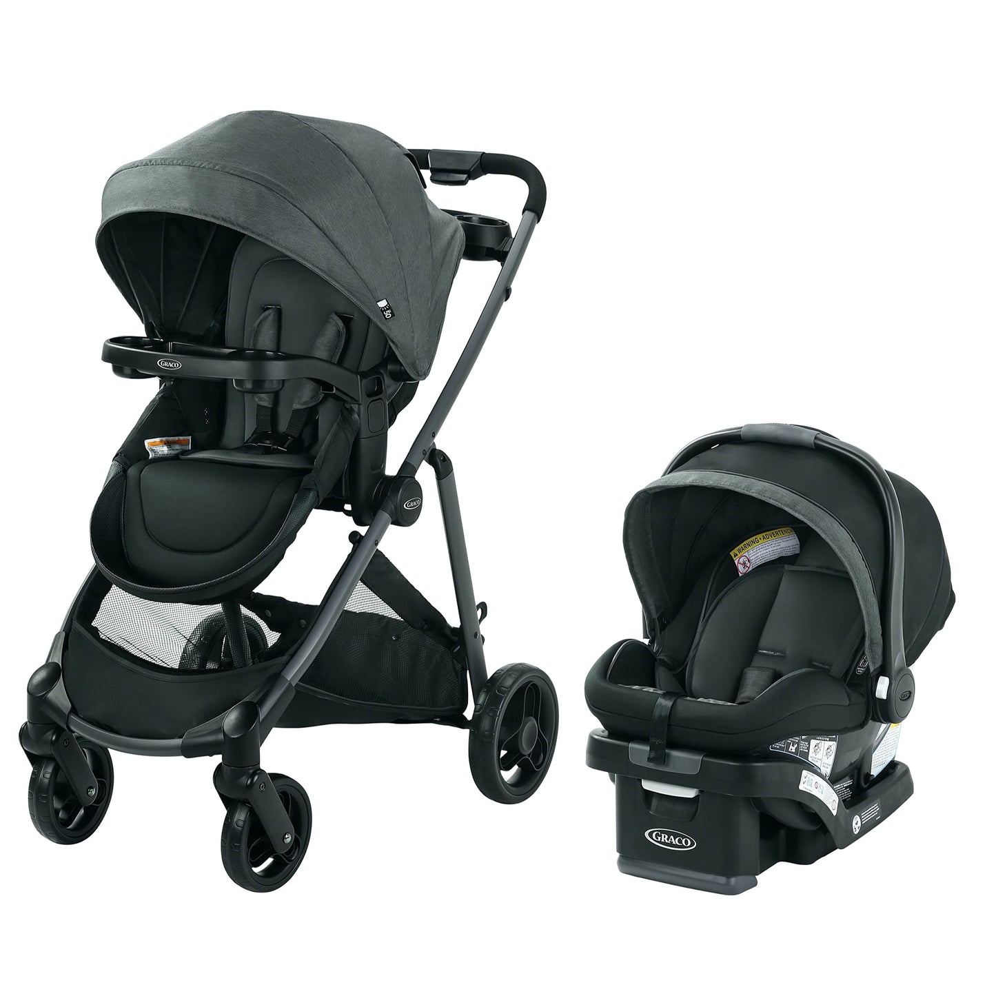 Graco Modes Closer Travel System with SnugRide 35 Lite LX Car Seat & Slide2Me Adjustable Height, Reversible, Lightweight, One-St