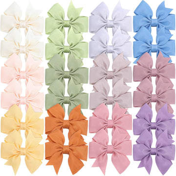 24Pcs 3Inch Hair Bows For Girls Grosgrain Ribbon Pinwheel Baby Hair Clips Toddler Hair Accessories With Alligator Clip Bow Kid T