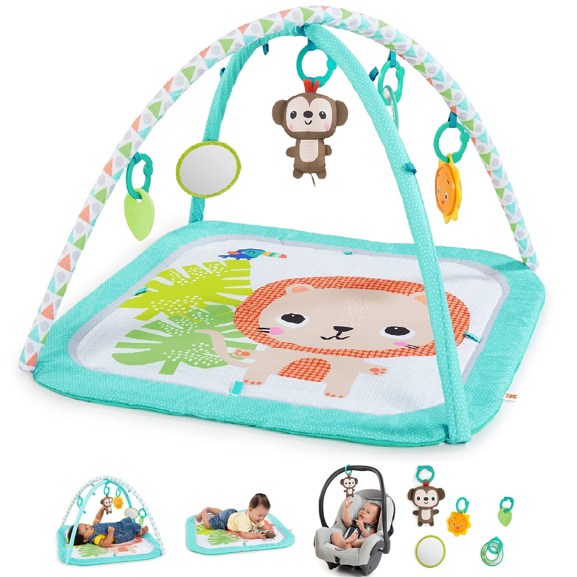 Bright Starts Safari Blast Activity Gym & Play Mat With Take-Along Toys, Ages Newborn +