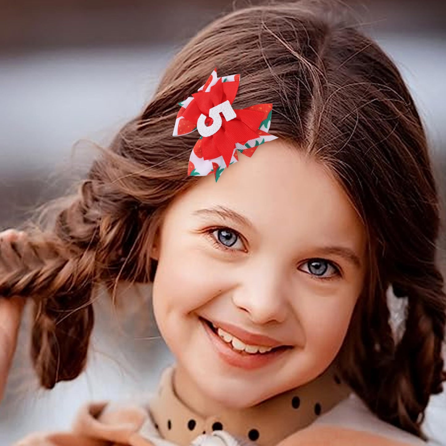 Strawberry Bow Hair Clips - Girls 5Th Birthday Party Decoration, Berry Sweet 5Th Birthday Bow Hair Clips, Sweet Girls Red Bow Ha