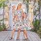 Popreal Mommy And Me Floral Printed Sleeveless Bowknot Chiffon Beach Romper Family Match Dress,White,Baby-3-6Months