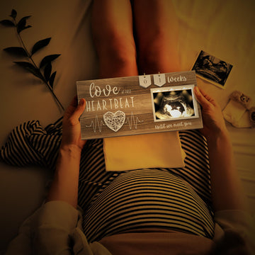 Led Illuminated Baby Sonogram Picture Frame - Countdown Weeks Feature, 4'X3' Ultrasound Photo For Pregnancy Announcements, Gen