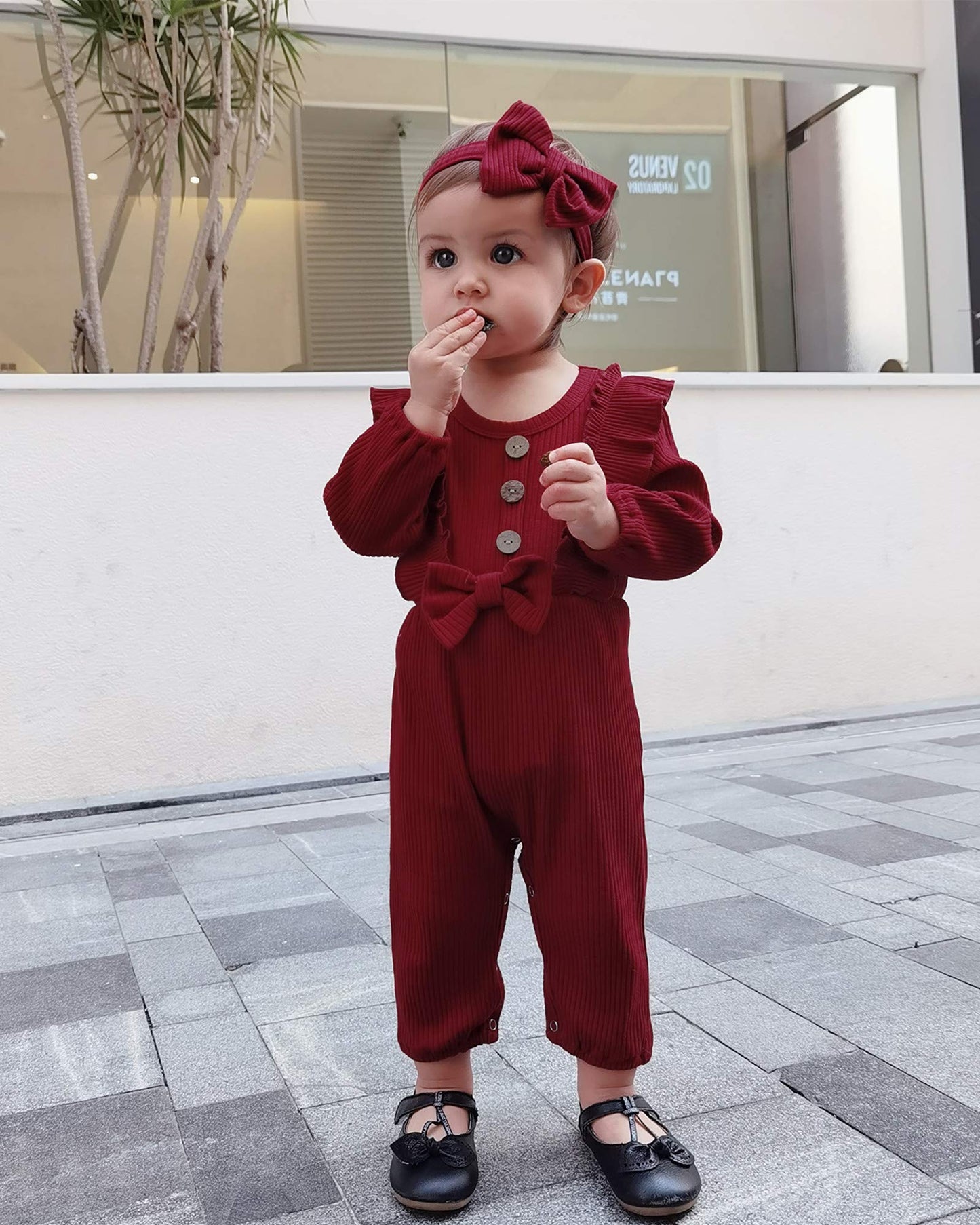 Mioglrie Newborn Baby Girl Clothes Romper Cute Baby Girl Stuff Cotton Newborn Girl Clothes Ruffle Baby Girl Outfits Gifts Maroon
