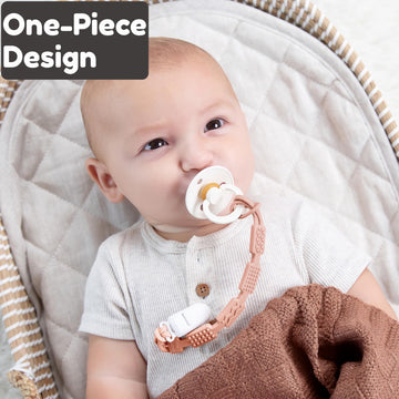 Silicone Pacifier Clip For Babies | 4 Pain Relief Textures, One-Piece Design | 100% Food-Grade, Flexible Binky Clips For Boys &