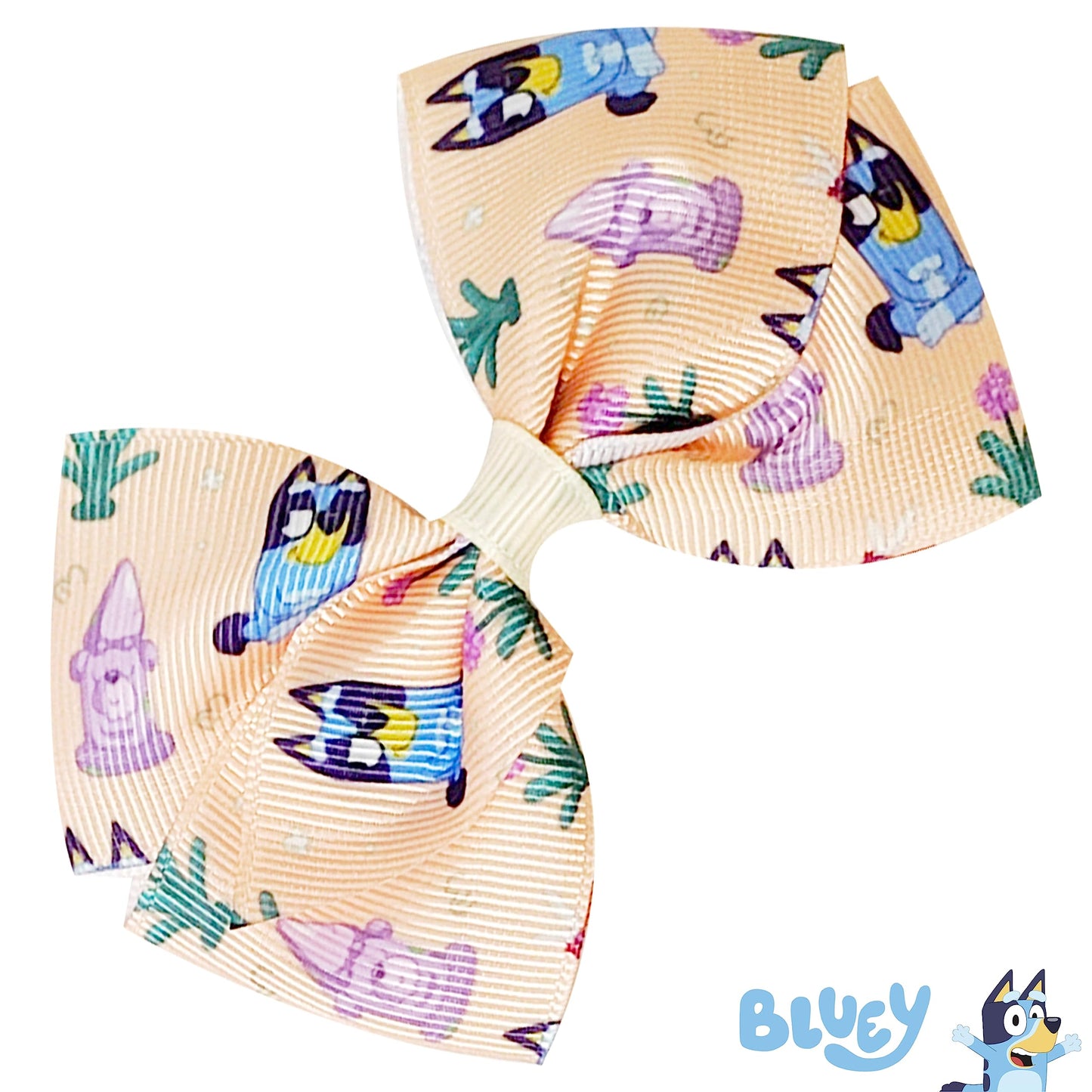 Bluey Kids Hair Bows - Hair Accessories Gift Set- 7 Pcs 4 Inch Bow Bundle- For Girls- Different Print On Each Clip- Alligator Cl