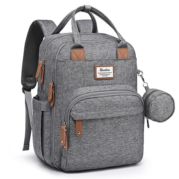 Ruvalino Diaper Bag Backpack, Multifunction Travel Pack Maternity Baby Changing Bags, Large Capacity, Waterproof, Gray