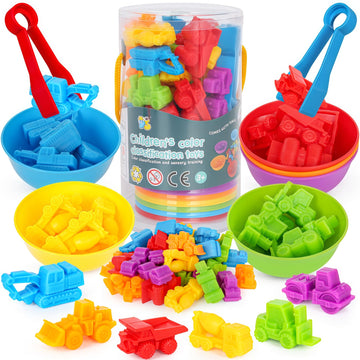 Counting Construction Vehicles Color Sorting Matching Games for Toddlers 1-3, Preschool Educational Learning Fine Motor Counting
