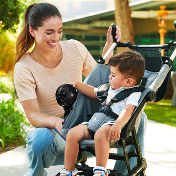 Munchkin Stroller Fan - Portable Fan For Travel, Baby Gear Accessory With 4 Speeds, Flexible Clip-On Leg Attachment, Rechargeabl