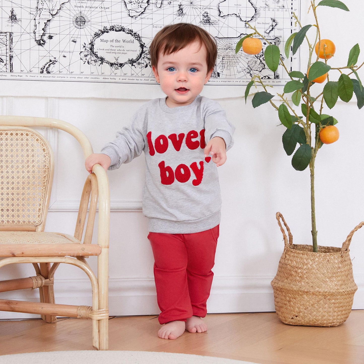 Ursobutegl Toddler Baby Boy Valentine'S Day Outfit Lover Boy Embroidery Letter Sweatshirt Pullover Tops Jogger Pants Clothes (Gr