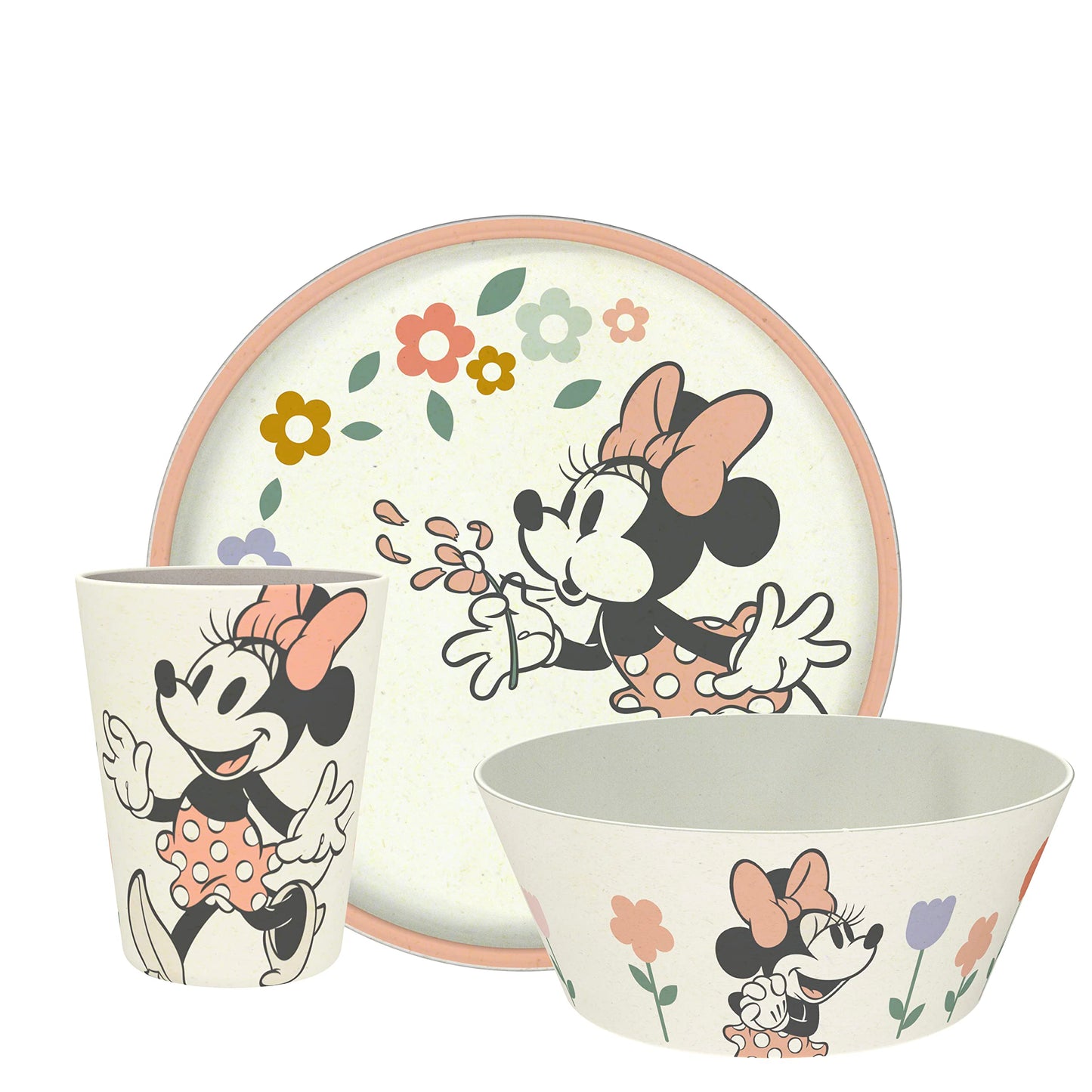 Zak Designs Disney Kids Dinnerware Set 3 Pieces, Durable and Sustainable Melamine Bamboo Plate, Bowl, and Tumbler are Perfect Fo