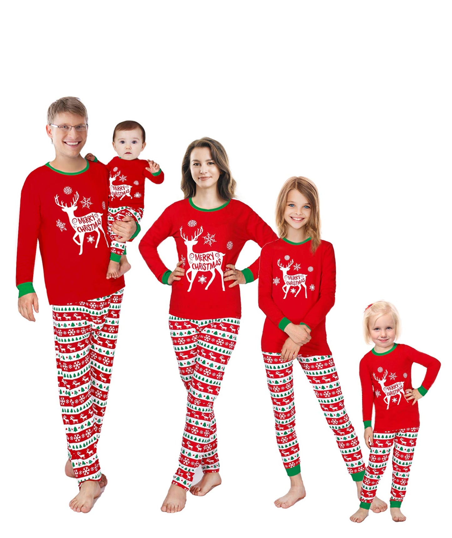Family Feeling Baby Infant Holiday Christmas Reindeer Matching Family Long Sleeves Pajamas Set Size 12-18M
