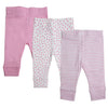Spasilk Tapered Pants, Girls Cotton Pants, 3 Pack, Pink Dots, 18 Months