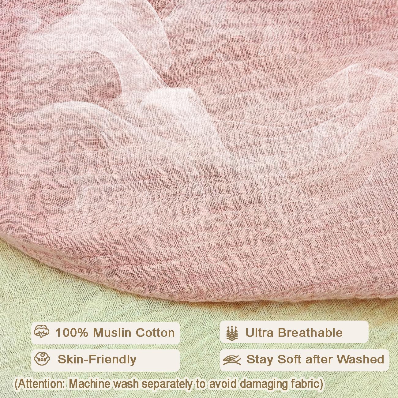 Nursing Pillow Cover - 2-Pack Muslin Cotton Removable Covers For Breastfeeding Pillows, Ultra-Soft Baby Feeding Pillowcase For N
