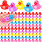Deekin 220 Pcs Jesus Loves You Rubber Ducks Bulk Multicolor Rubber Ducks Baby Bath Toys for Baby Shower Pool Religious Party Fav