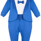 Lilax Baby Boy Gentleman Tuxedo Footie Christmas Holiday Outfit With Bow Tie (3 Months, Royal Blue)