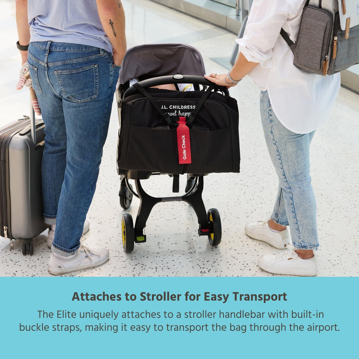 J.L. Childress Elite Padded Travel Bag For Doona And Evenflo Shyft - Airtag Holder - Fits Car Seat Stroller Combos And Most Infa