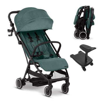 Ingenuity 3D Travelmate Pro Lightweight Travel Stroller with Fold-Away Ride-On Board for Toddlers, Airplane Overhead Bin Compati