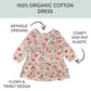 Honestbaby Long Sleeve Tiered Dress,Girl,Painted Floral Pink,4T