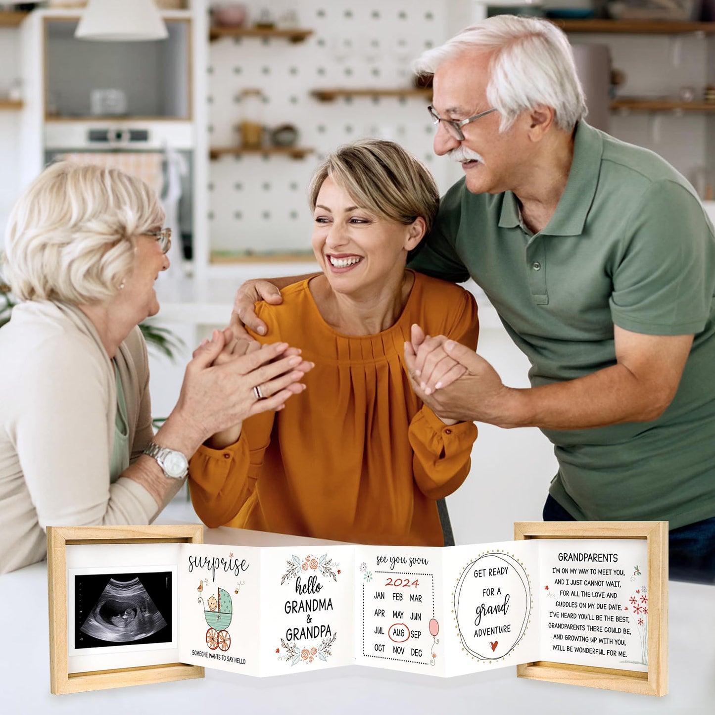 Blinking Stars Pregnancy Announcement For Grandparents, Baby Announcement Ideas- Baby Sonogram Picture Keepsake Wooden Box- Preg