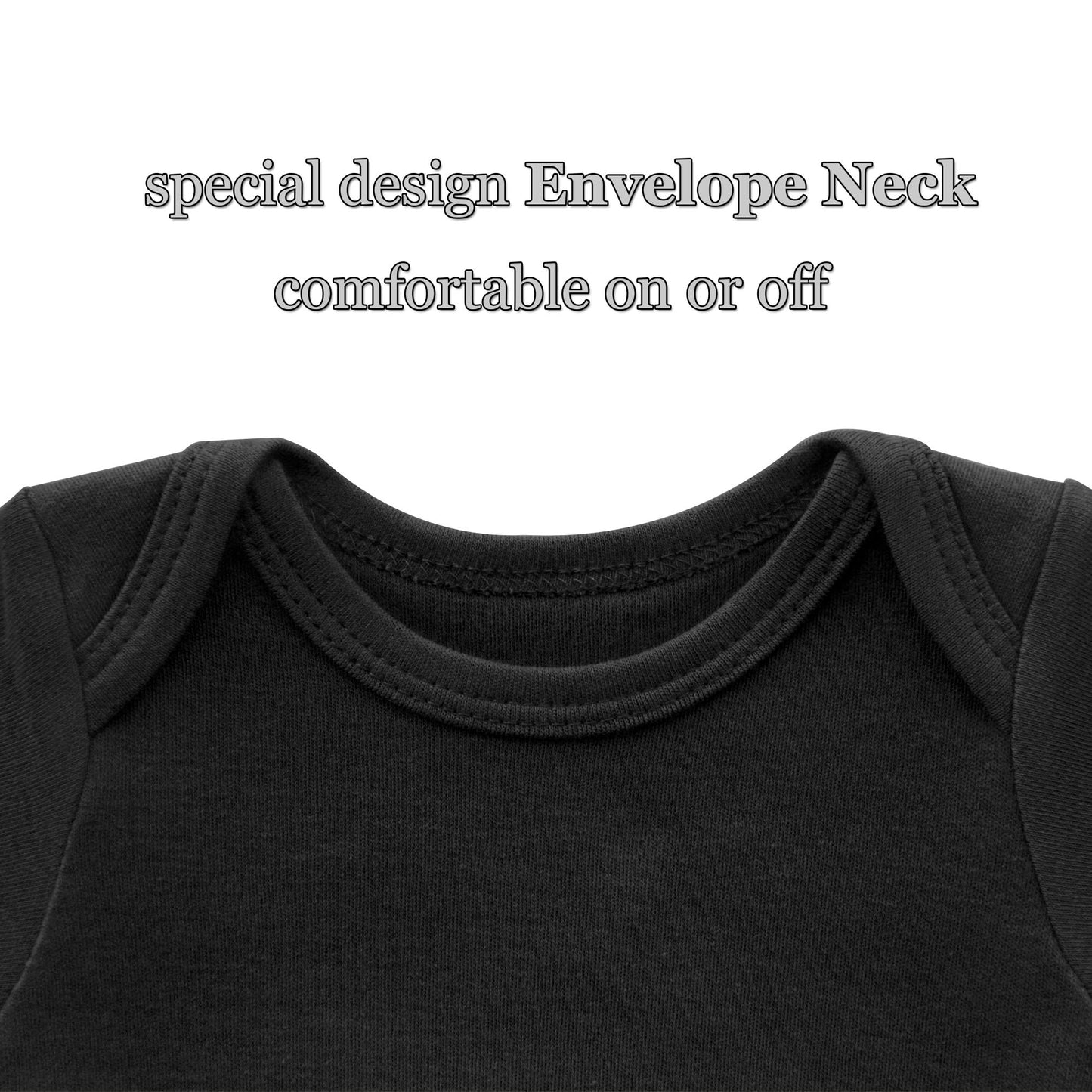 Gleaming Grain Baby Black Onsies 100% Cotton Short Sleeve Baby Bodysuits Solid Color Infant Bodysuits For Newborn Baby 3-Pack (B