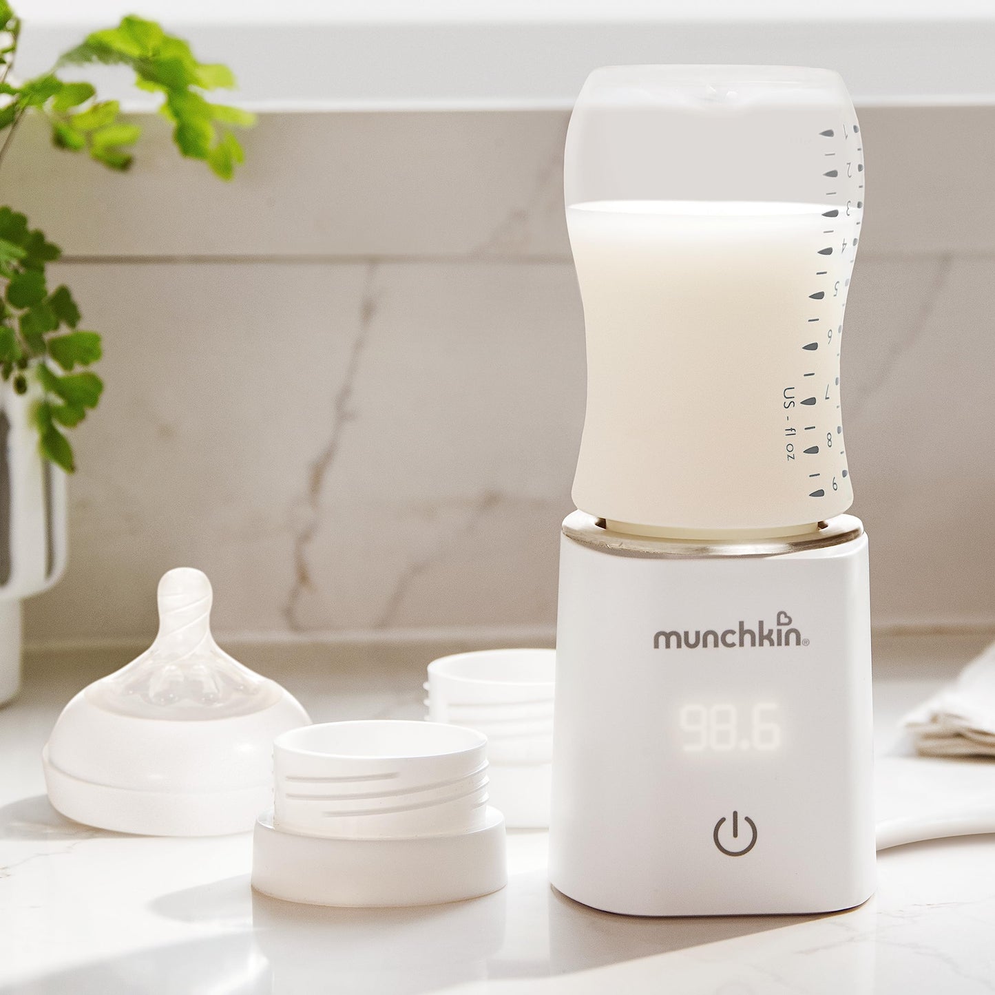 Munchkin 98 Digital Bottle Warmer (Plug-in) with Four Adapters - Fits Most Baby Bottles, White, 1 Count (Pack of 1)