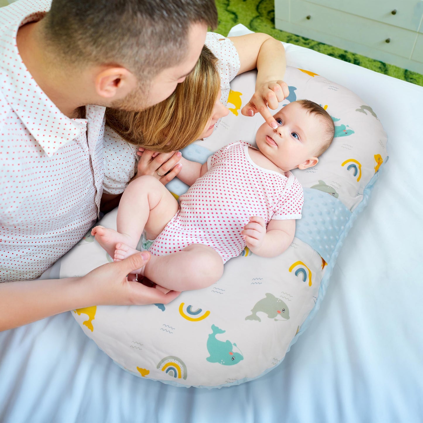 Baby Lounger For Newborns And Infants, Portable Co-Sleeping Bed With Pillow & Foot Rest - 100% Cotton, Snug, Travel-Friendly, Br