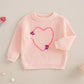 Nokpsedcb Baby Girl Cute Long Sleeve Heart Flowers Embroidery Oversized Sweater Toddler Valentine Outfit (Light Pink, 9-12 Month