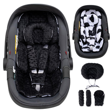 Infant Car Seat Insert with Extra Headrest for Preemie to Toddler, Adjustable Baby Car Seat Head Support with Shoulder Pads, Bre