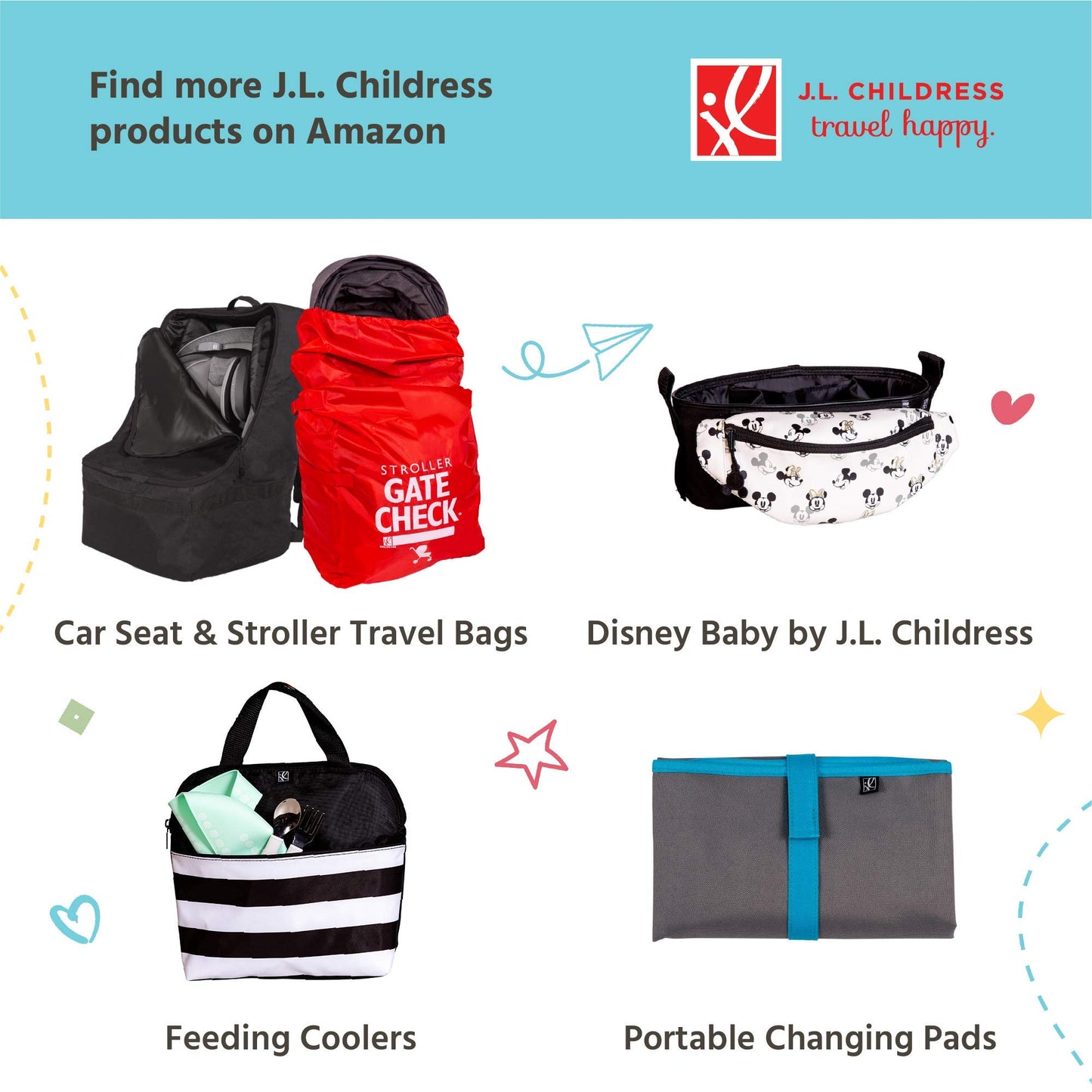 J.L. Childress Cool N Cargo Stroller & Wagon Cooler - Insulated Stroller Organizer Bag with Cup & Bottle Holder, Travel Accesso
