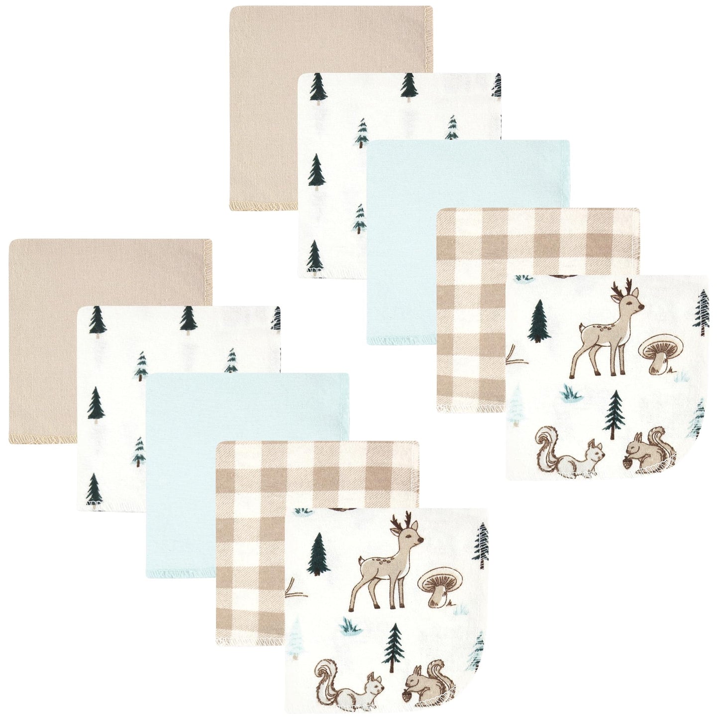 Hudson Baby Unisex Baby Flannel Washcloths, Boy Woodland Pals 10Pk, One Size