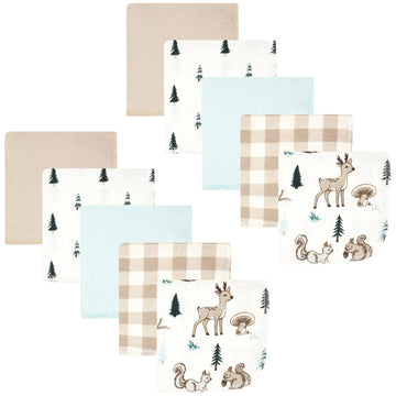 Hudson Baby Unisex Baby Flannel Washcloths, Boy Woodland Pals 10Pk, One Size