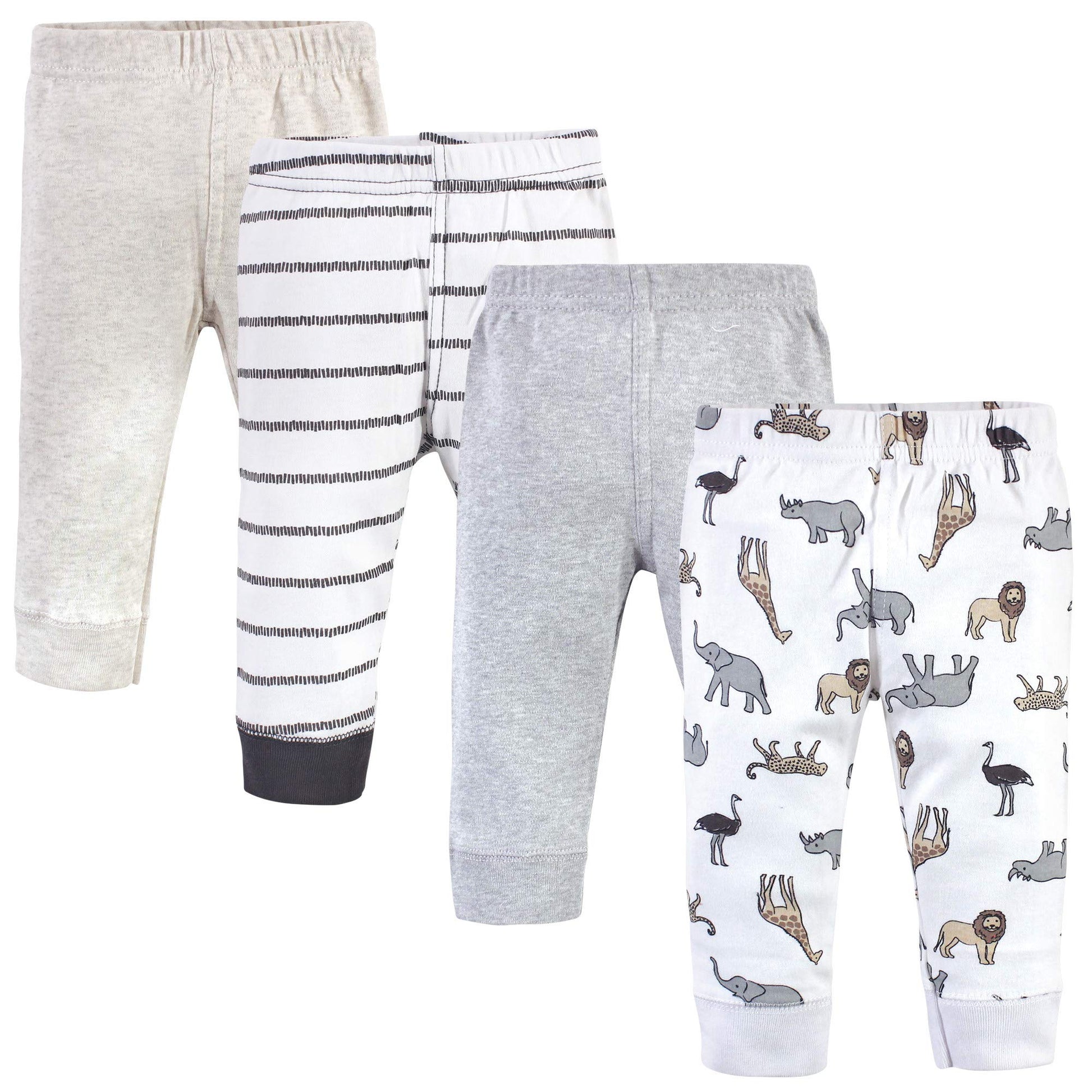 Hudson Baby Unisex Baby Cotton Pants and Leggings Neutral Safari, 3 Toddler