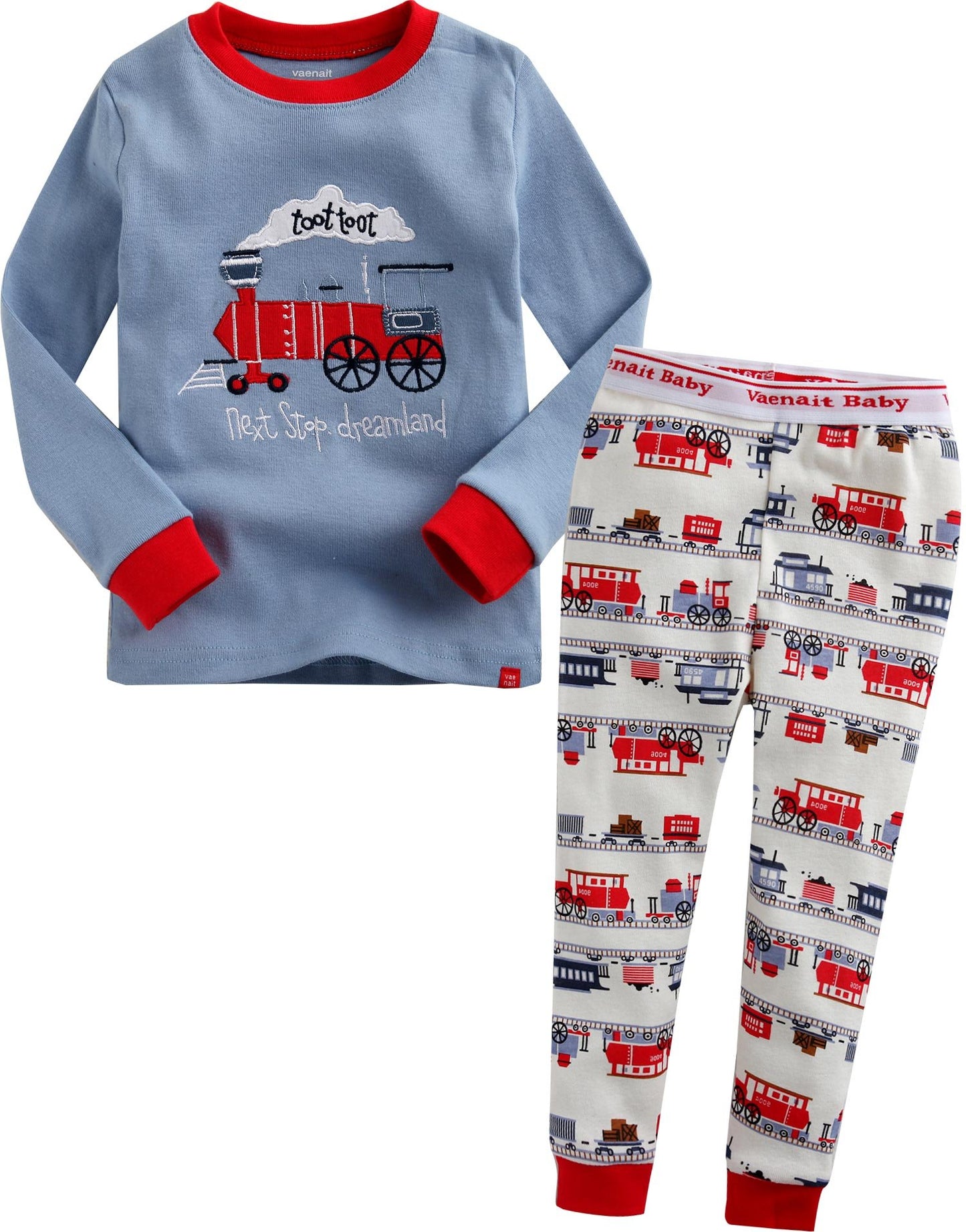 Vaenait Baby 12M-7T Infant Kids Sleepwear Pajama 2Pcs Set,C-Toot Toot Train,X-Large / 6T-7T