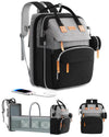 ISMGN Diaper Bag Backpack with Changing Station, Multifunctional Diaper Bag, Extra Large Capacity, Baby Bag, GreyBlack