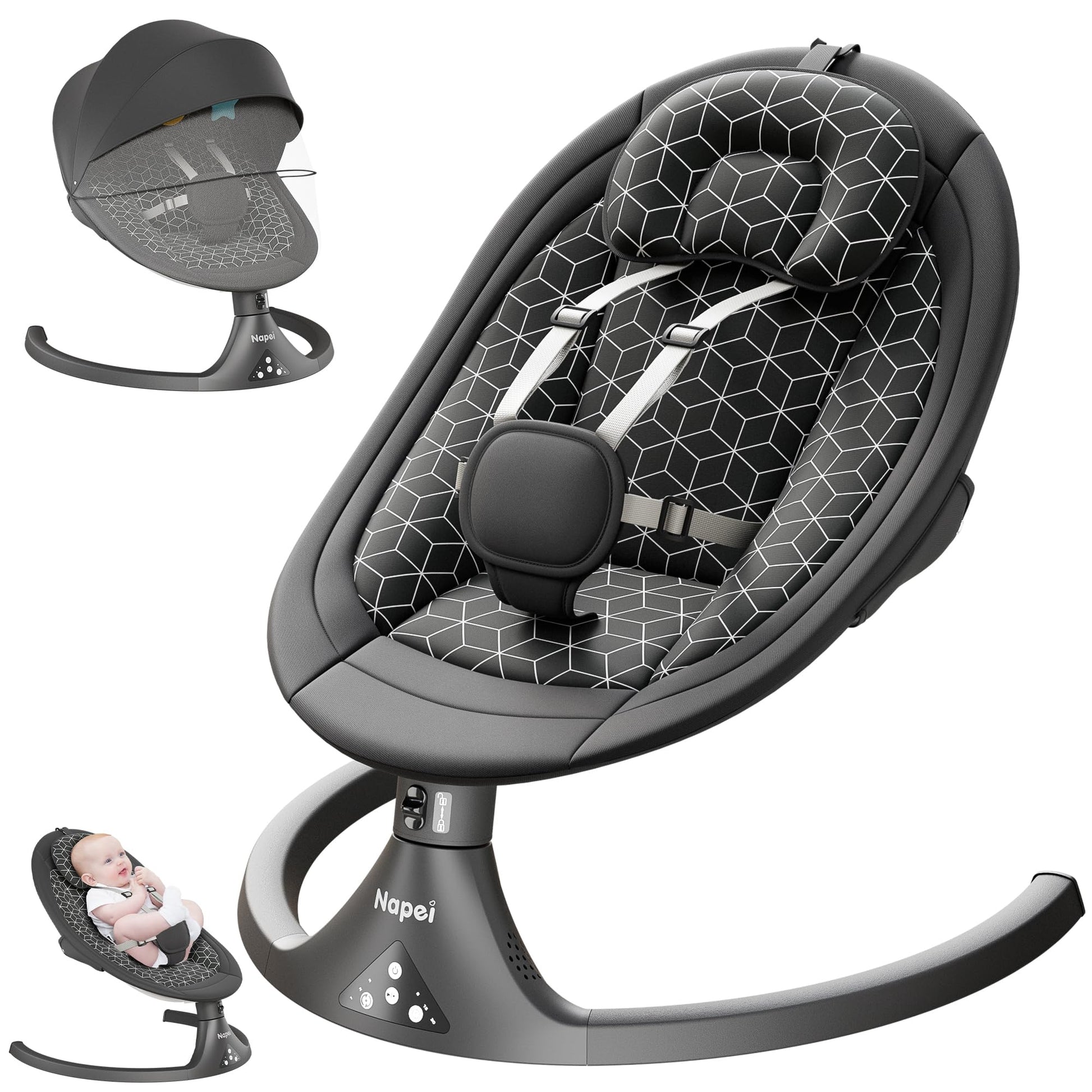 Baby Swings for Infants to Toddler, Electric Baby Swing and Infant Swings for Newborn, 10 Music with Remote Control and Bluetoot