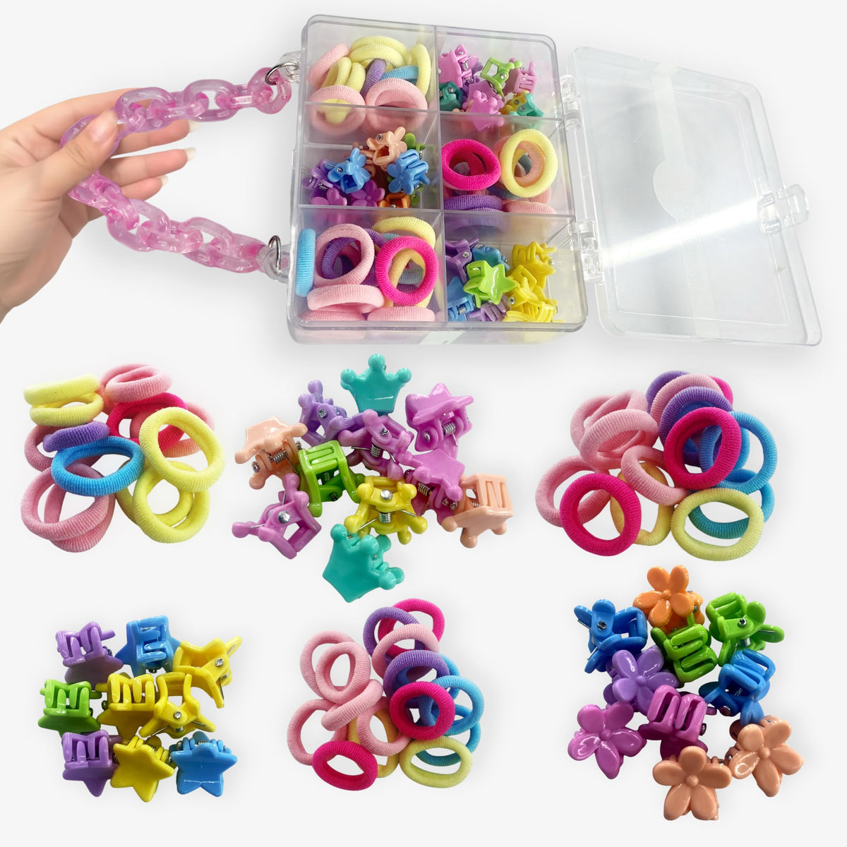 Temperia Hair Accessories Birthday Gift Items For Girls & Kids | Combo Of Hair Claw Clips, Rubber Bands, Hair Pins & More | Cute