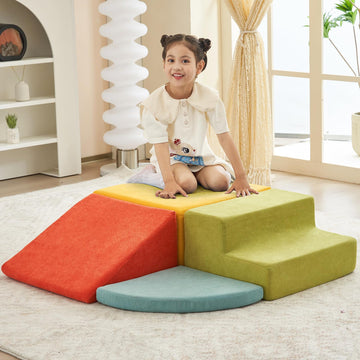 Jela Foam Blocks 4Pcs Soft Play Equipment Luxury Miss Fabric Foam Climbing Blocks For Toddlers Climbing Toys Indoor Soft Play Ac