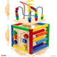 Wooden Activity Play Cube 6 in-1 for Baby with Removable Bead Maze, Shape Sorter, Abacus Counting Beads & Numbers, Sliding Shape