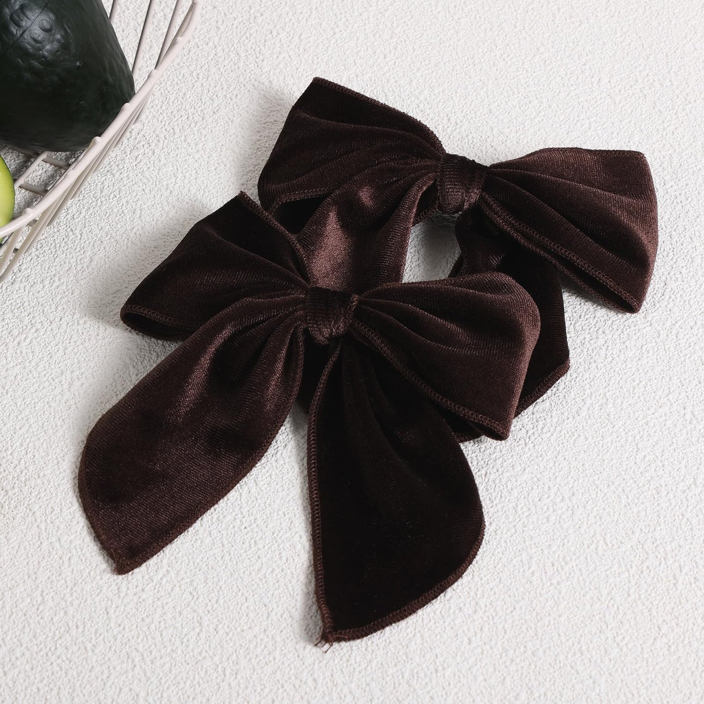 2Pcs 5' Big Velvet Hair Bows Brown Ribbon Fable Bow Alligator Clips Fall Cheer Barrettes Outfit Dress Decor Accessories For Wom