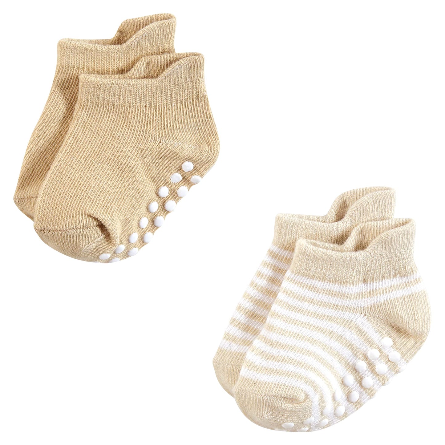 Hudson Baby Unisex Baby Non-Skid No-Show Socks, Blue Tan, 6-12 Months