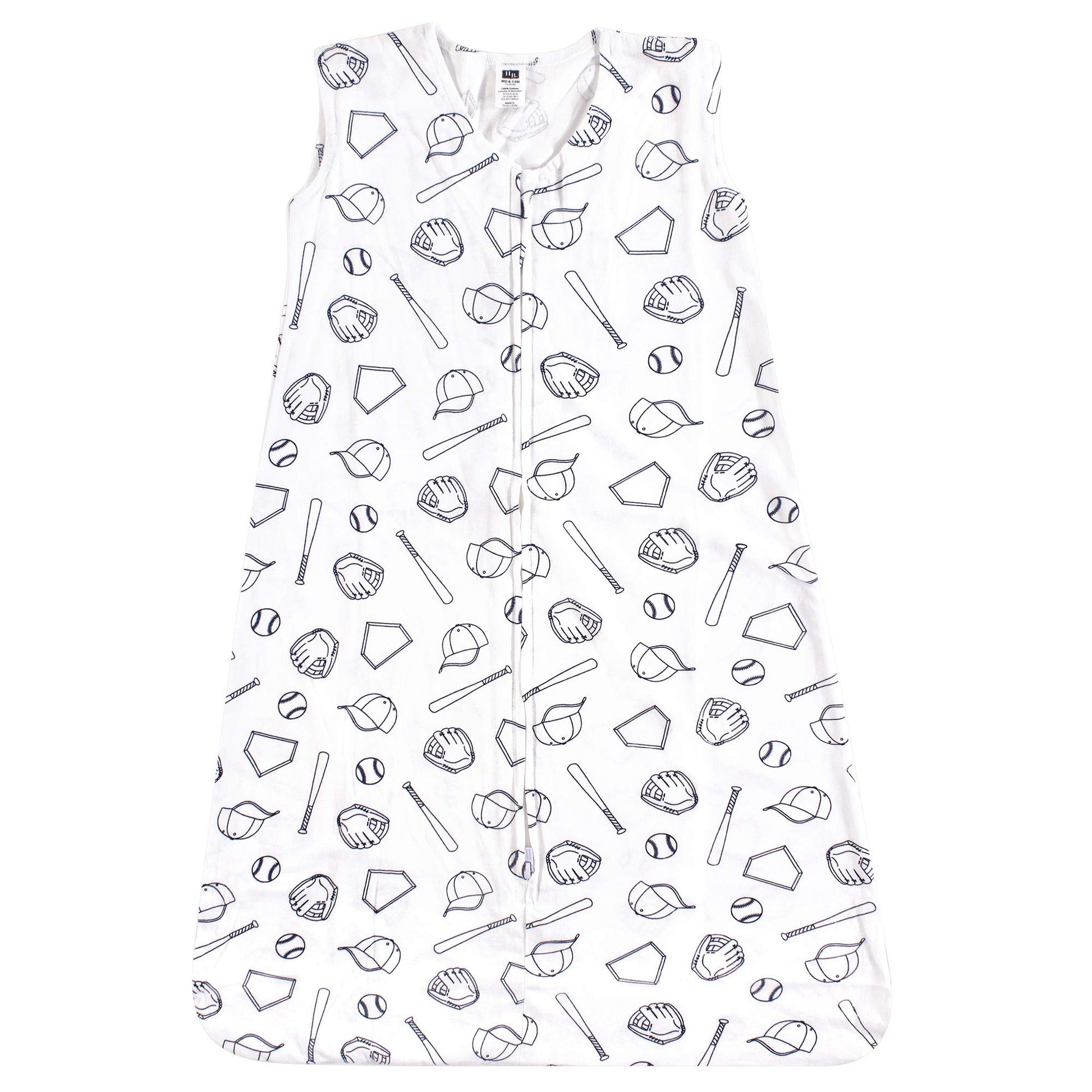 Hudson Baby Unisex Baby Cotton Sleeveless Wearable Sleeping Bag, Sack, Blanket, Baseball, 18-24 Months