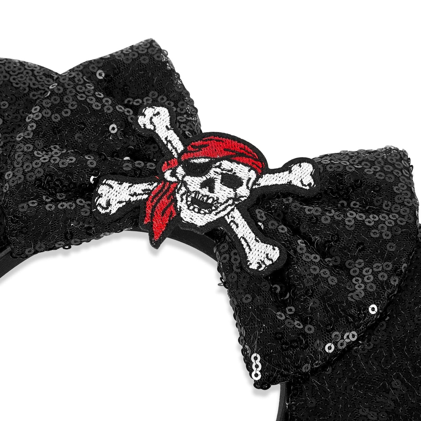 Lylin Pirate Mouse Ears Headband, Pirate Ears With Bow For Women Girls Boys, Pirate Accessories For Hallween Trips Party Themed